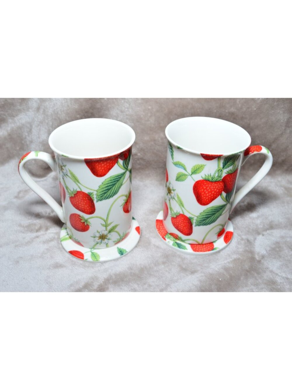 Kent Pottery Strawberrry Porcelain Mugs With Coasters Cups Cottage Shabby Chic